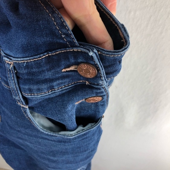 BTS Clothing Bundle Justice Overalls Shortalls 14/16 Lot of 2 Denim Jean - Picture 7 of 11